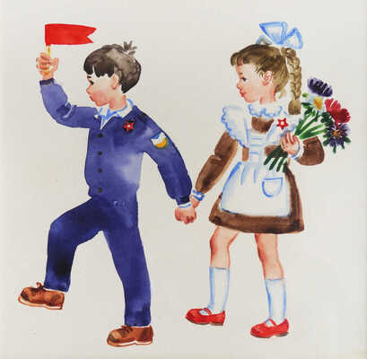 Горячёва Вера Анатольевна. Лот из пяти иллюстраций к стихам В.А. Степанова "Октябрятский экипаж" (М.: Детская литература, 1984)